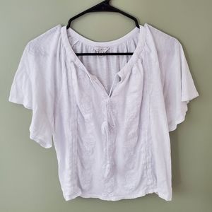 Lucky Brand Flowy White Shirt Small